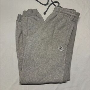 Adidas Sweatpants Youth Small Gray Straight‎ Leg Joggers Pull On Drawstring